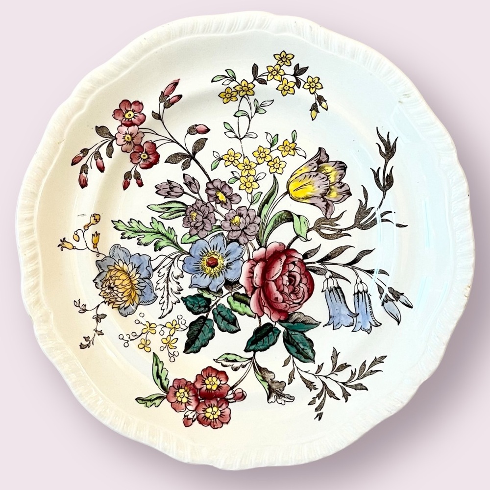 Vintage Spode Romney Copeland Salad Plate (Gadroon Shape), Floral Flowers China